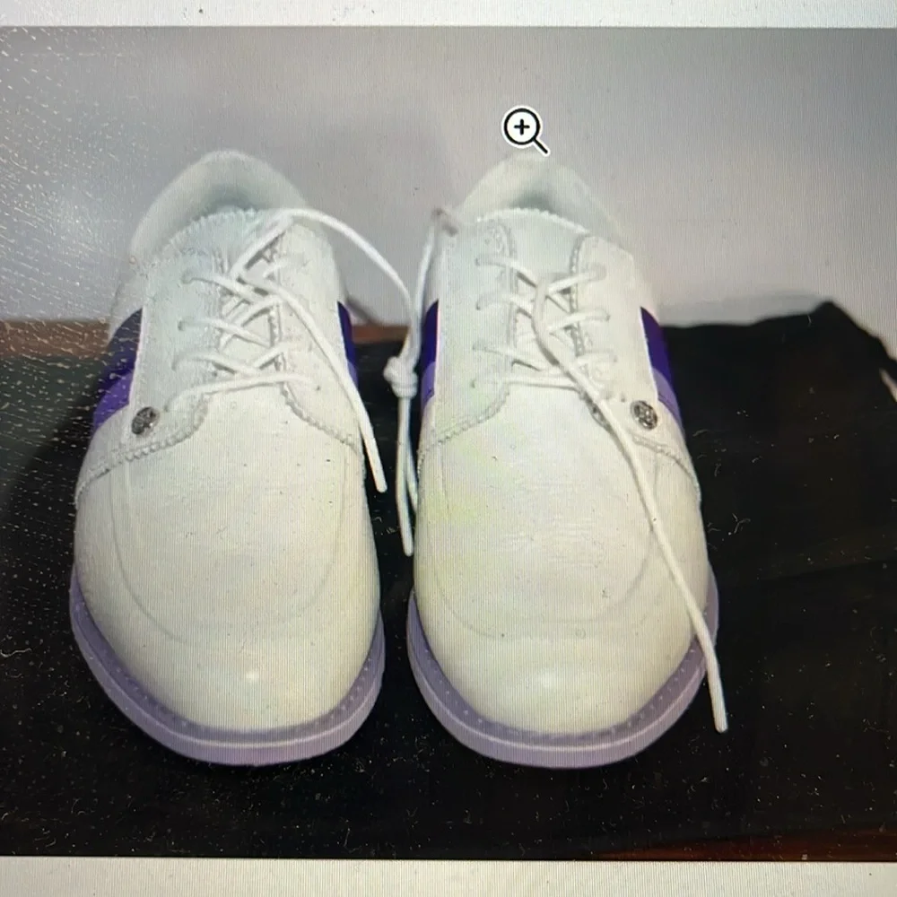 G/Fore Grosgrain Brogue Gallivanter Golf Ivory purple ladies shoes size 7,5 - Picture 6 of 11